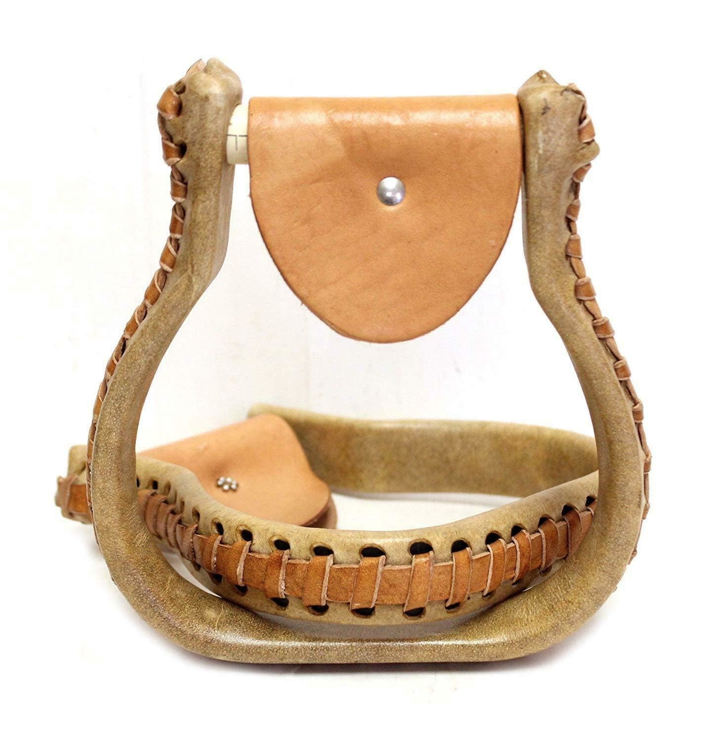 1” Flat Bottom Rawhide Oxbow Western Saddle Stirrups - M - Royal Saddles - Western Saddle Parts