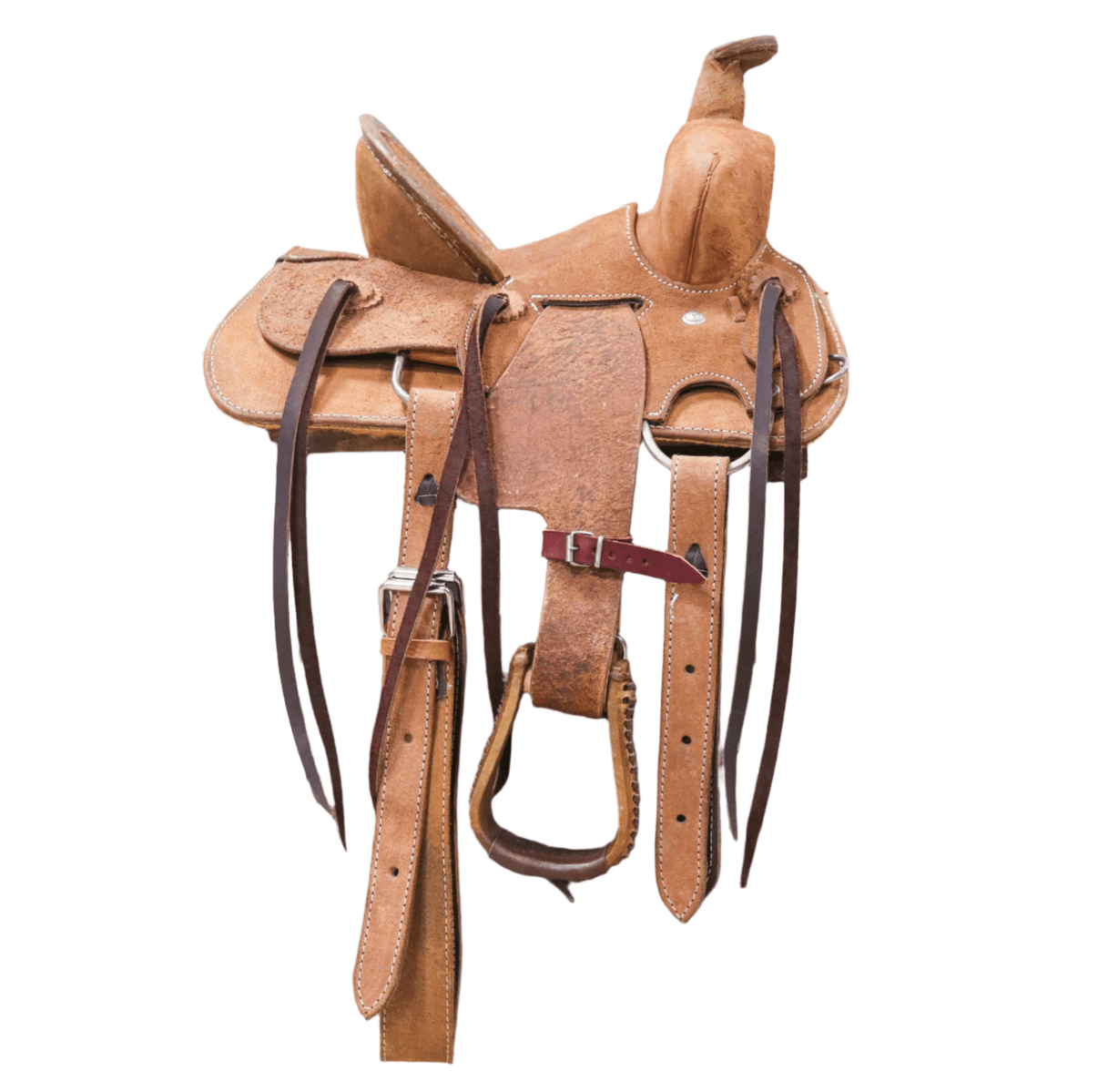 10" Kids Roughout Leather High Back Pony Western Saddle - M - Royal Saddles - Mini/Pony Saddles