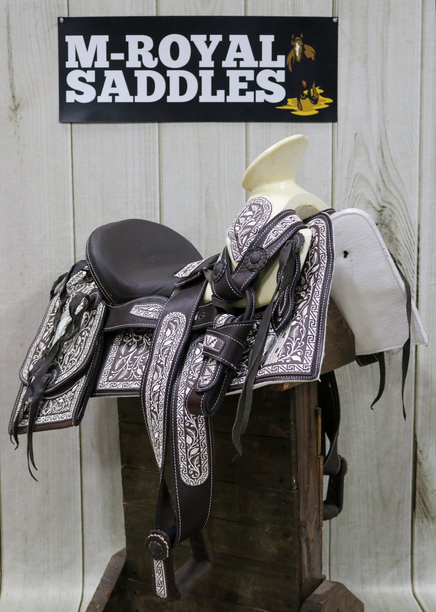 12" Nino Child Kid Bordada Pony Charro Saddle - M - Royal Saddles - Mini/Pony Saddles