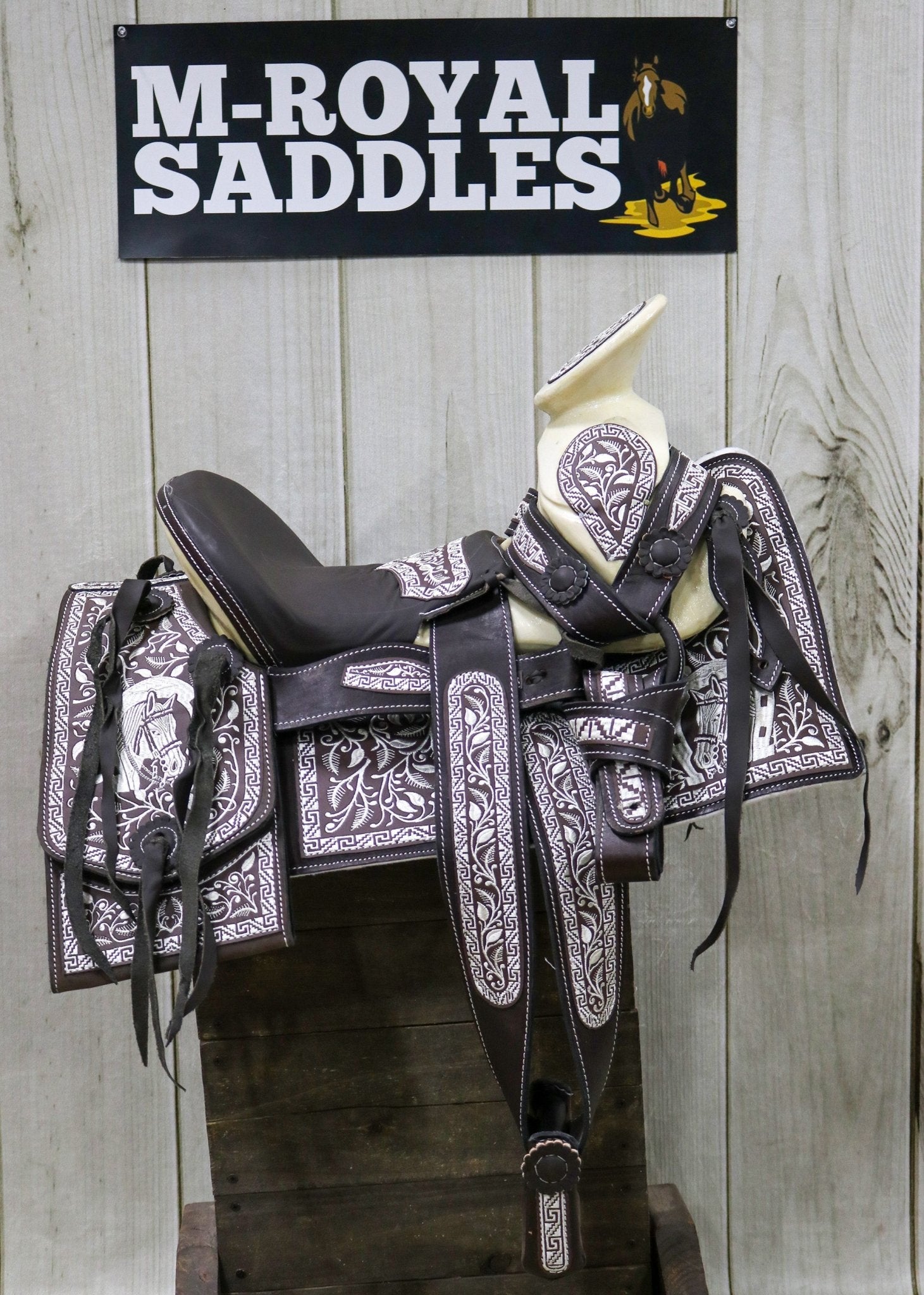 12" Nino Child Kid Bordada Pony Charro Saddle - M - Royal Saddles - Mini/Pony Saddles