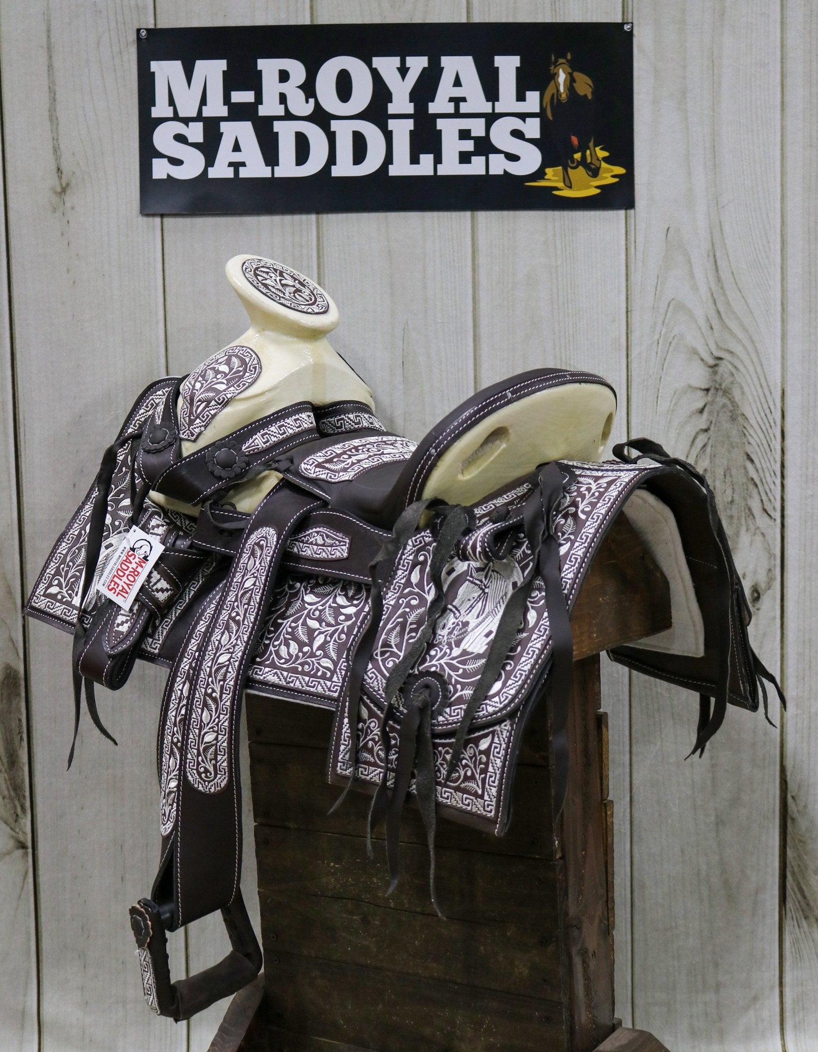 12" Nino Child Kid Bordada Pony Charro Saddle - M - Royal Saddles - Mini/Pony Saddles