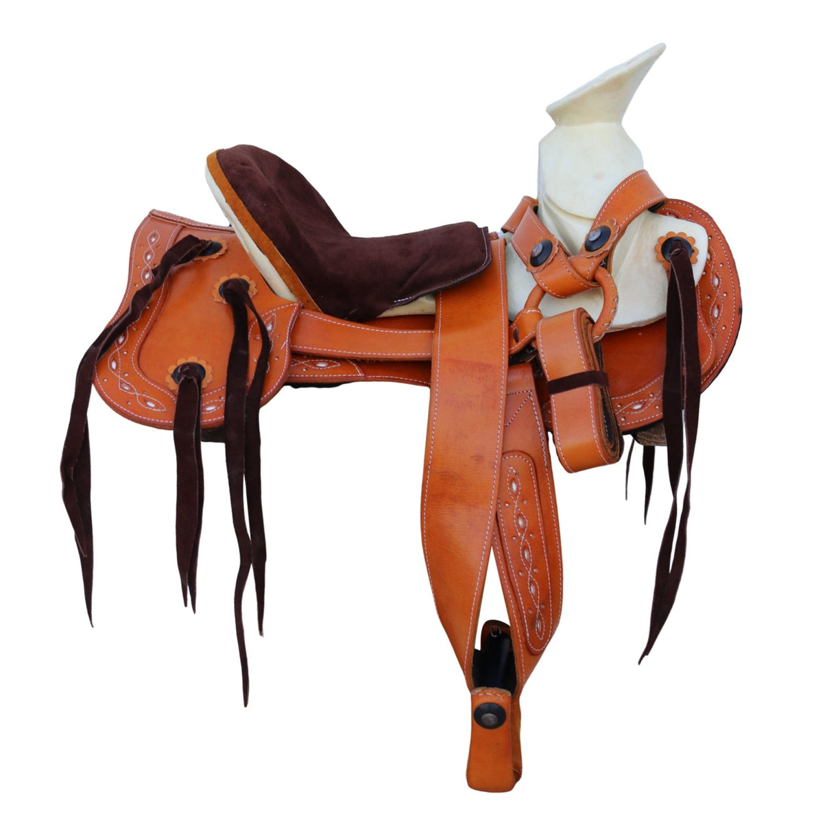 12" Tan Charro Montura Pony Nino Kid Saddle - M - Royal Saddles - Mini/Pony Saddles