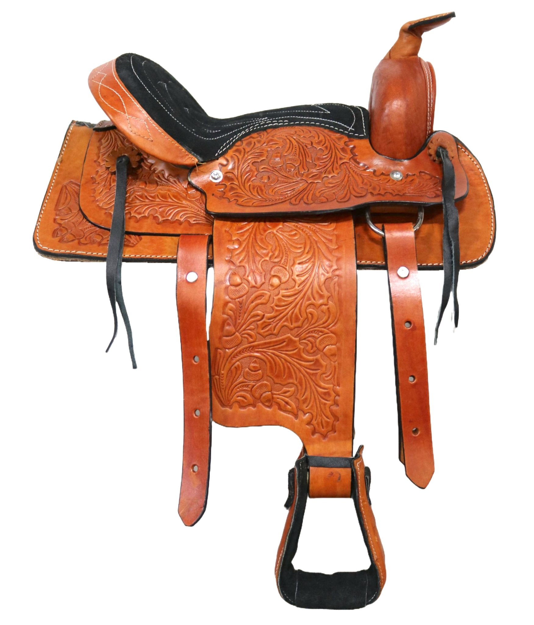 12" Tan Kids Youth Saddle Western Leather Mini Pony Saddle - M - Royal Saddles - Mini/Pony Saddles