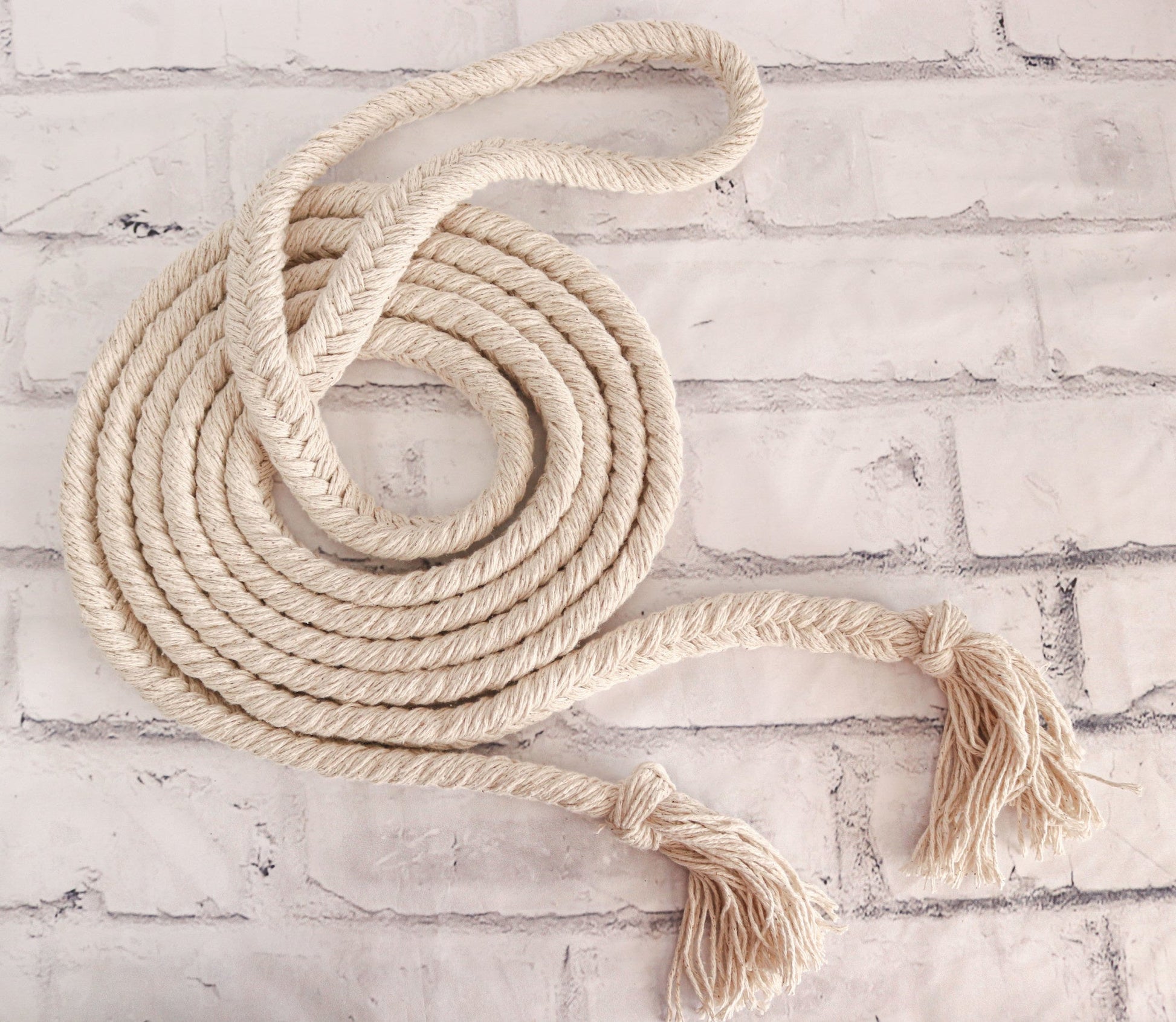 14 Ft. Braided 3 Strand Natural Cotton Soft Thick Heavy Breaking Reins - M - Royal Saddles - Western Headstall/Bosal