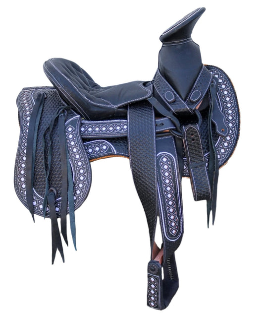 15" Black Charro Cola Montura Saddlebags - M - Royal Saddles - Charro Saddles/Monturas