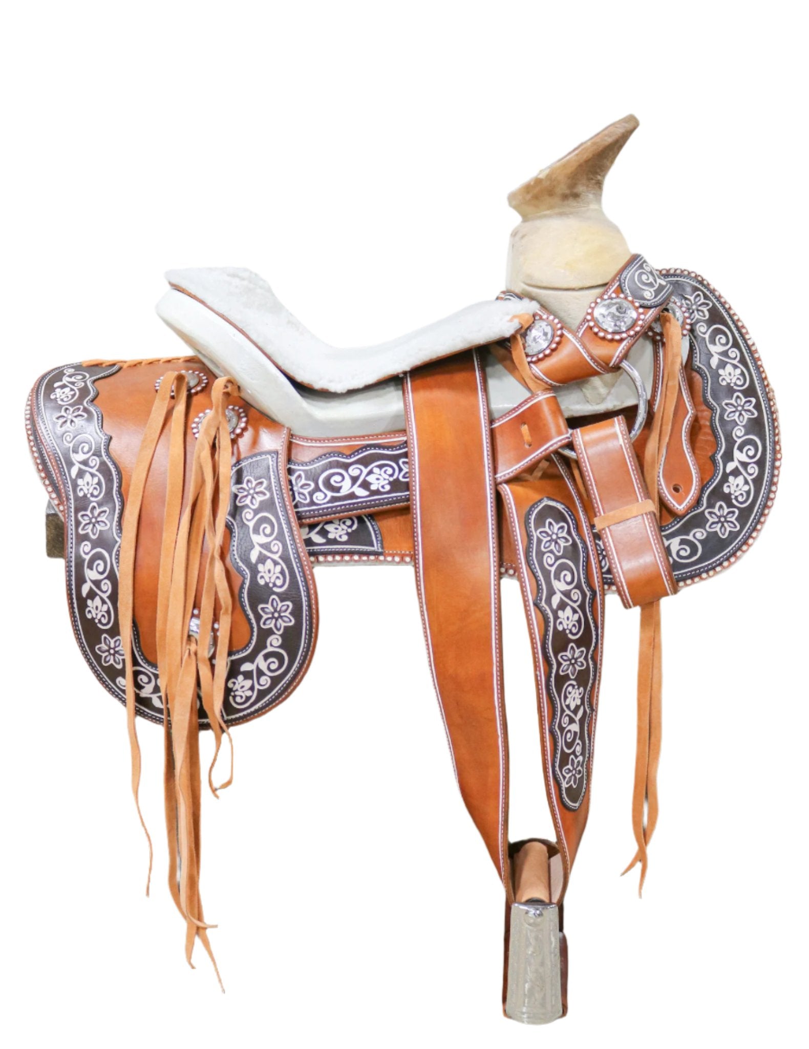 15" Charra Saddle Montura Pintada Fina Acero - M - Royal Saddles - Charro Saddles/Monturas