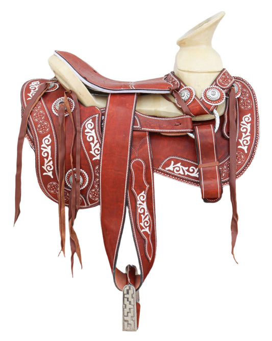 15" Charro Chedron Mexican Montura Saddle Pintada - M - Royal Saddles - Charro Saddles/Monturas