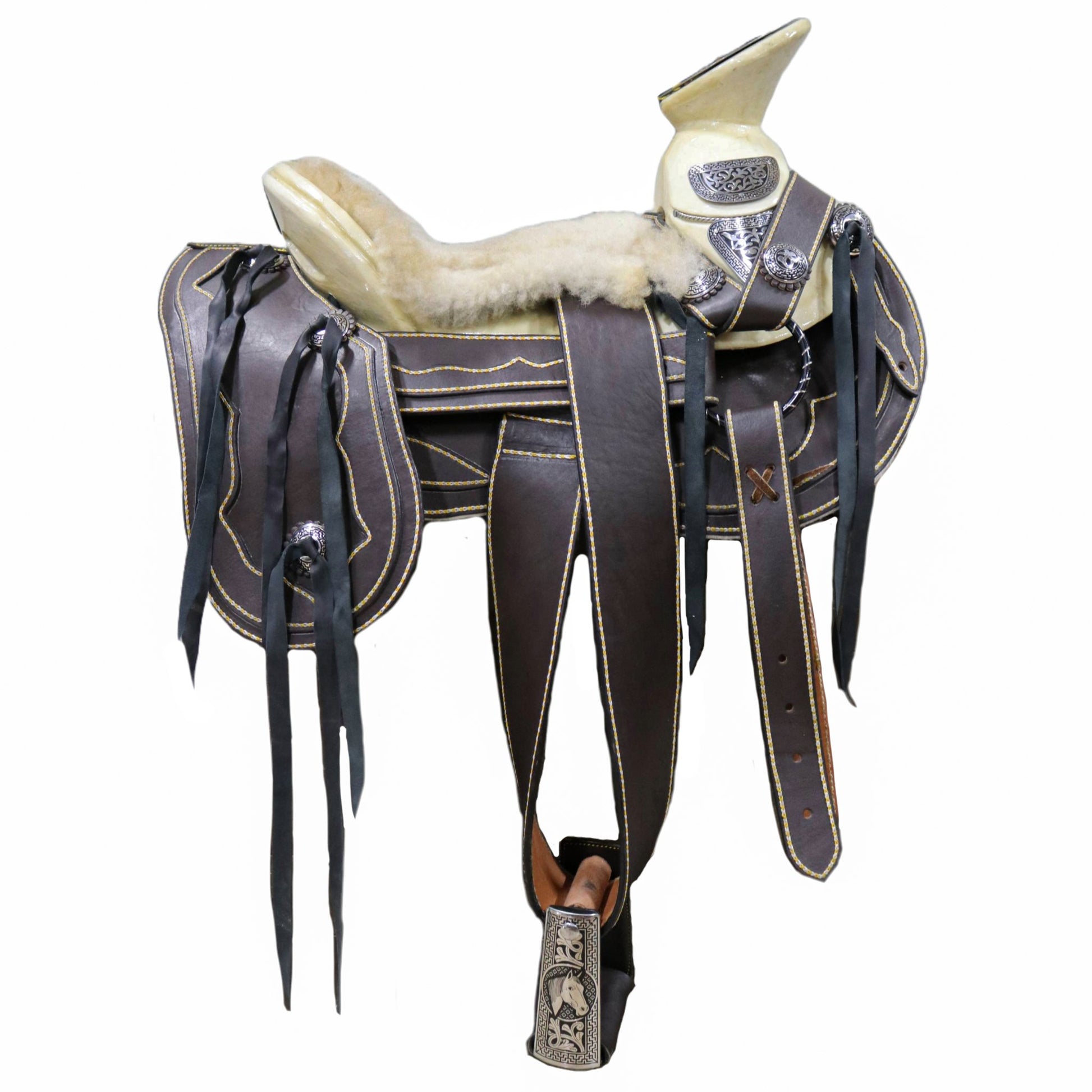 15" Charro Latigo Fina Acero Horse Montura Saddle - M - Royal Saddles - Charro Saddles/Monturas