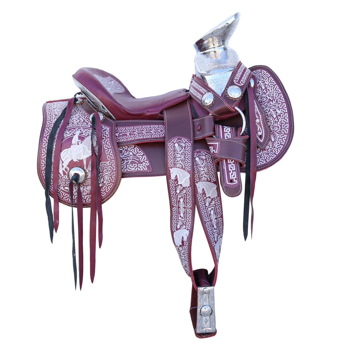 15" Montura Fina Charra Bordada Embroidered Charro Saddle - M - Royal Saddles - Charro Saddles/Monturas