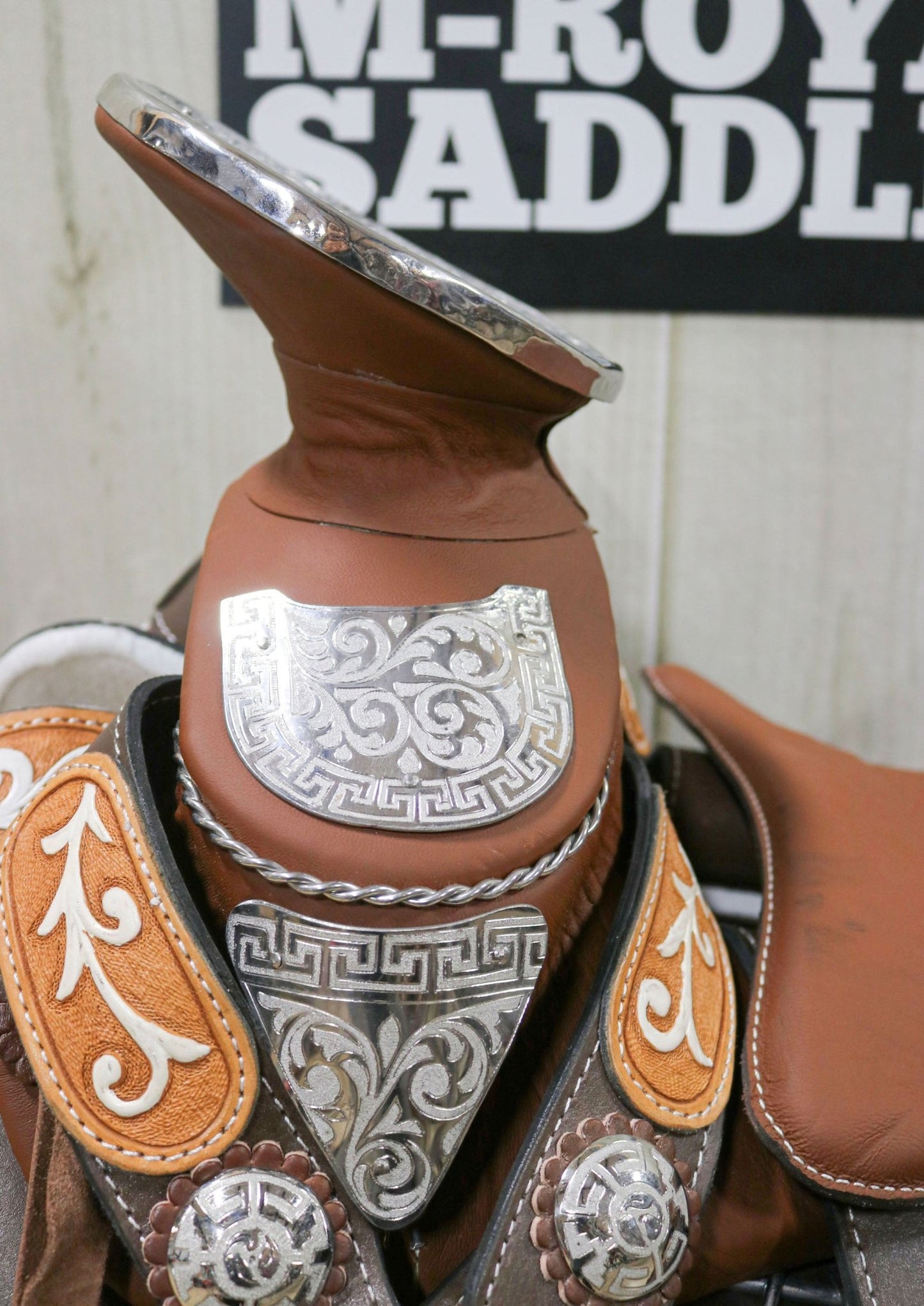 15" Montura Pintada Fina Acero Caballo Mexican Saddle - M - Royal Saddles - Charro Saddles/Monturas