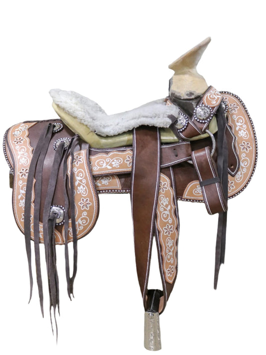 15" Montura Pintada Fina Acero Horse Mexican - M - Royal Saddles - Charro Saddles/Monturas