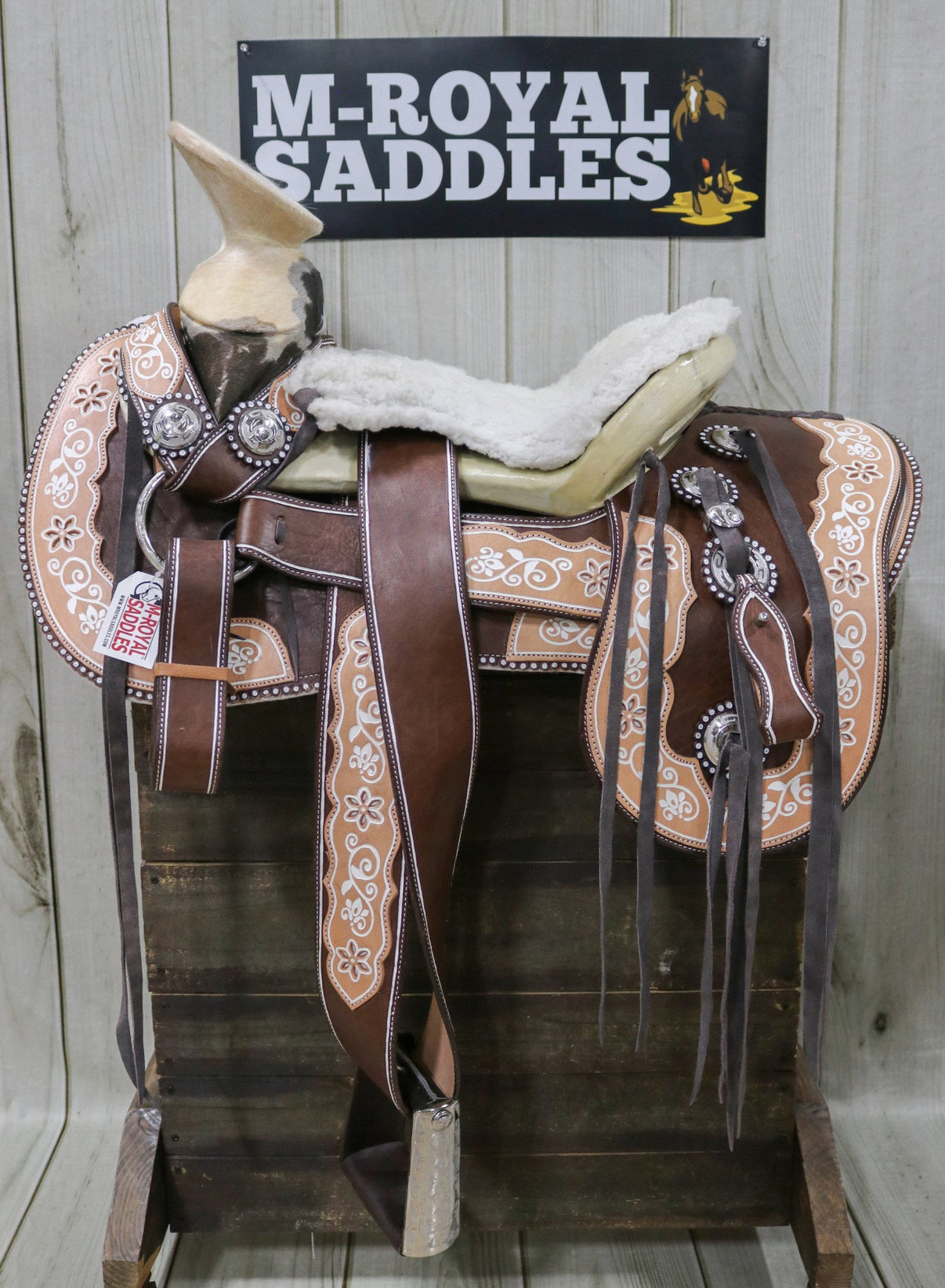 15" Montura Pintada Fina Acero Horse Mexican - M - Royal Saddles - Charro Saddles/Monturas