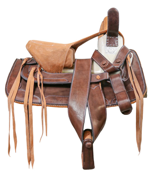 15.5" Brown Montura Charra Albarda Silla Para Escaramuza - M - Royal Saddles - Charro Saddles/Monturas