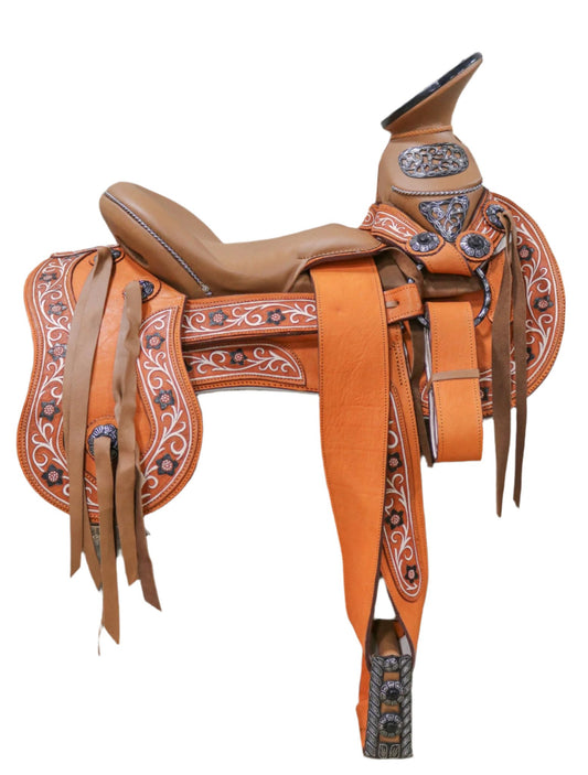 15.5" Miel Montura Pintada Fina Acero Horse Mexican Saddle - M - Royal Saddles - Charro Saddles/Monturas