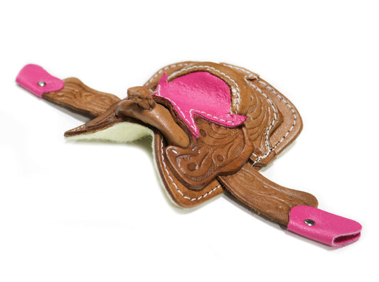 2" Pink Brown Western Saddle Cowgirl Barrel Racing Decor - M - Royal Saddles - Decor & Gifts