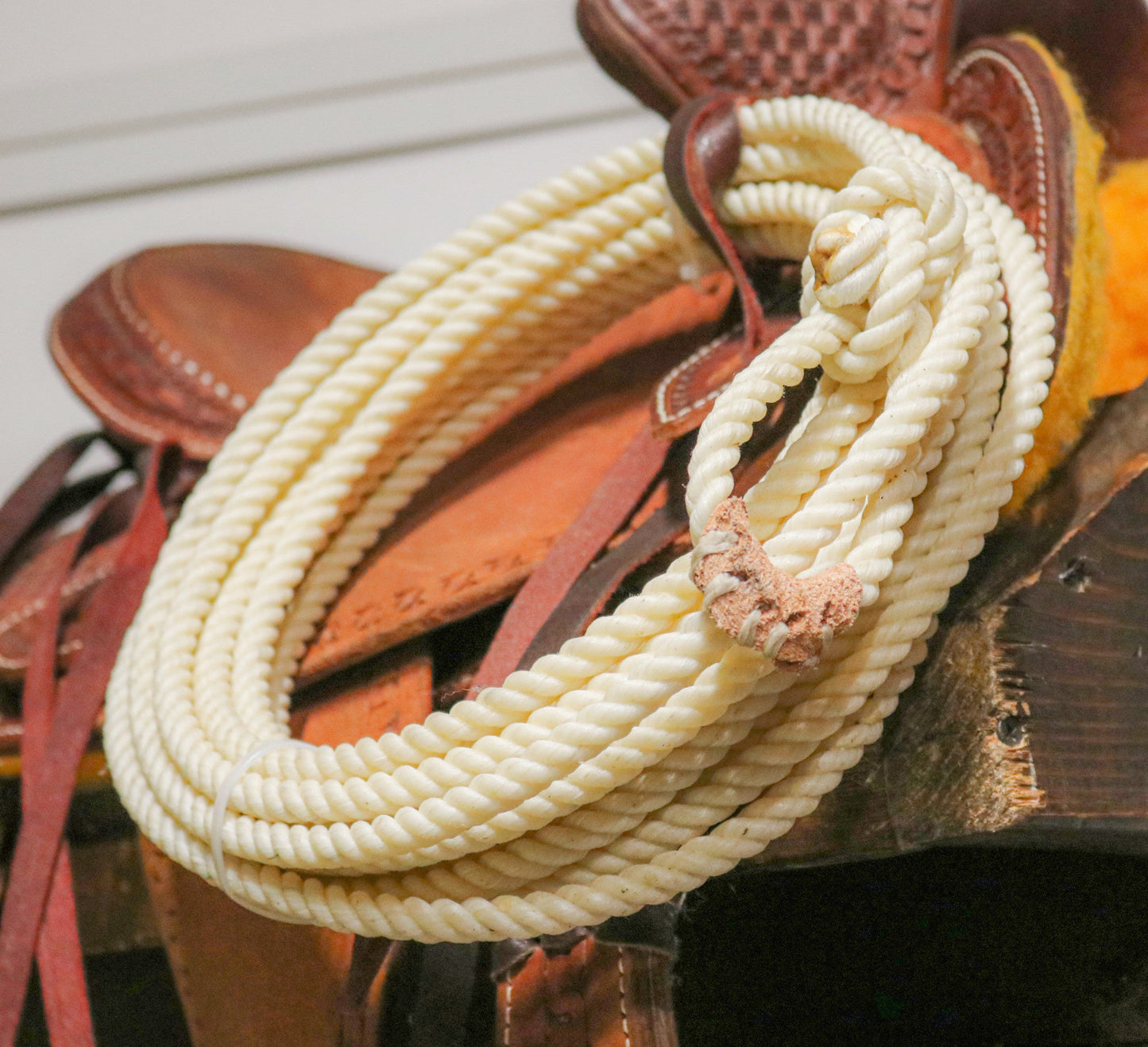 30 FT White Western Adult Lasso Rope Rodeo - M - Royal Saddles - Ropes/Sogas