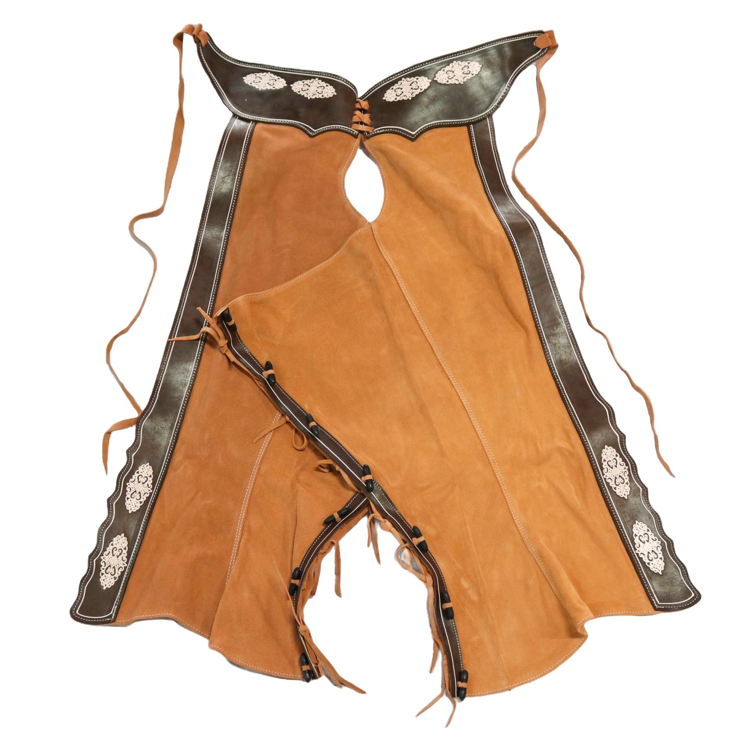 38" Charros Cafe Chaparreras Charras De Gamuza - M - Royal Saddles - Charro Polainas/Chaps