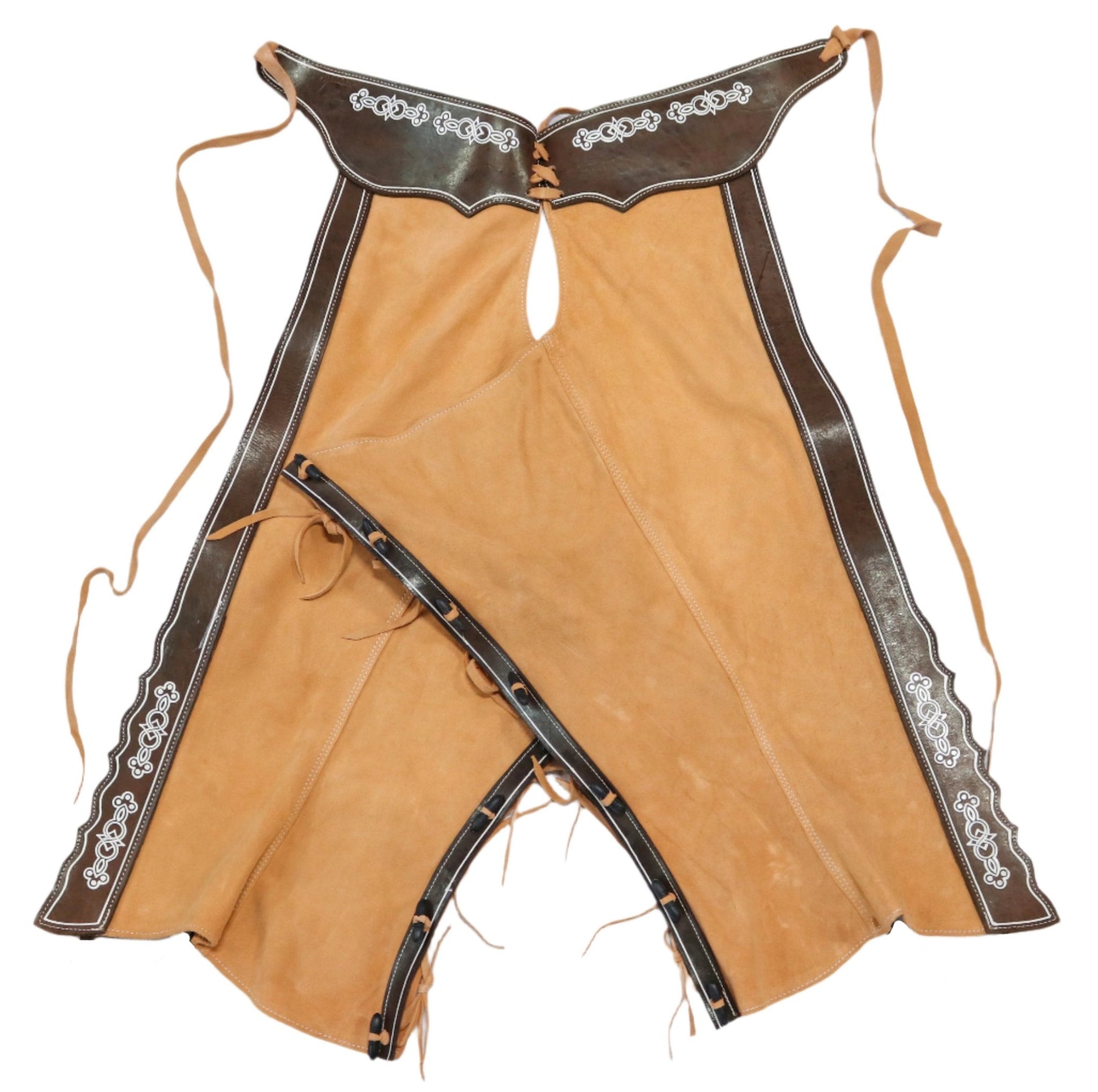 38" Charros Chaps Chaparreras De Gamuza Pintada - M - Royal Saddles - Charro Polainas/Chaps