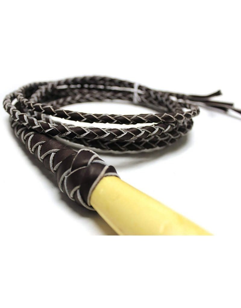 4 FT Brown Real Leather Braided Bull whip - M - Royal Saddles - Western Quirts/Whips