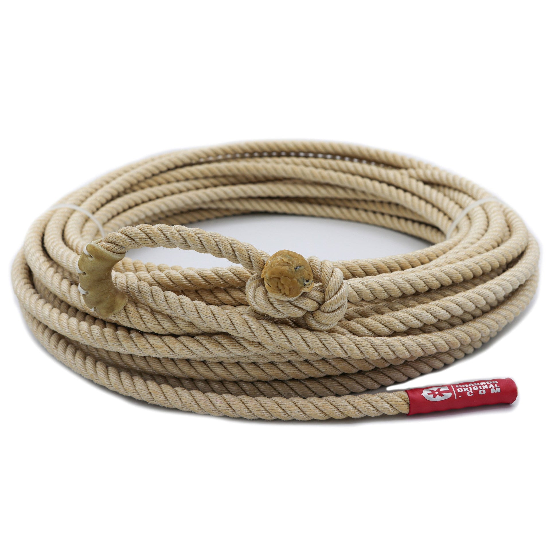 60Ft Tan Poly Nylon 10.5mm Brown Rope Lasso Soga Plomo - M - Royal Saddles - Ropes/Sogas