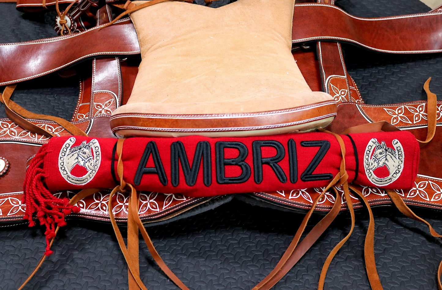 Ambriz Red Charro Saddle Mexican Sarape - M - Royal Saddles - Sarapes