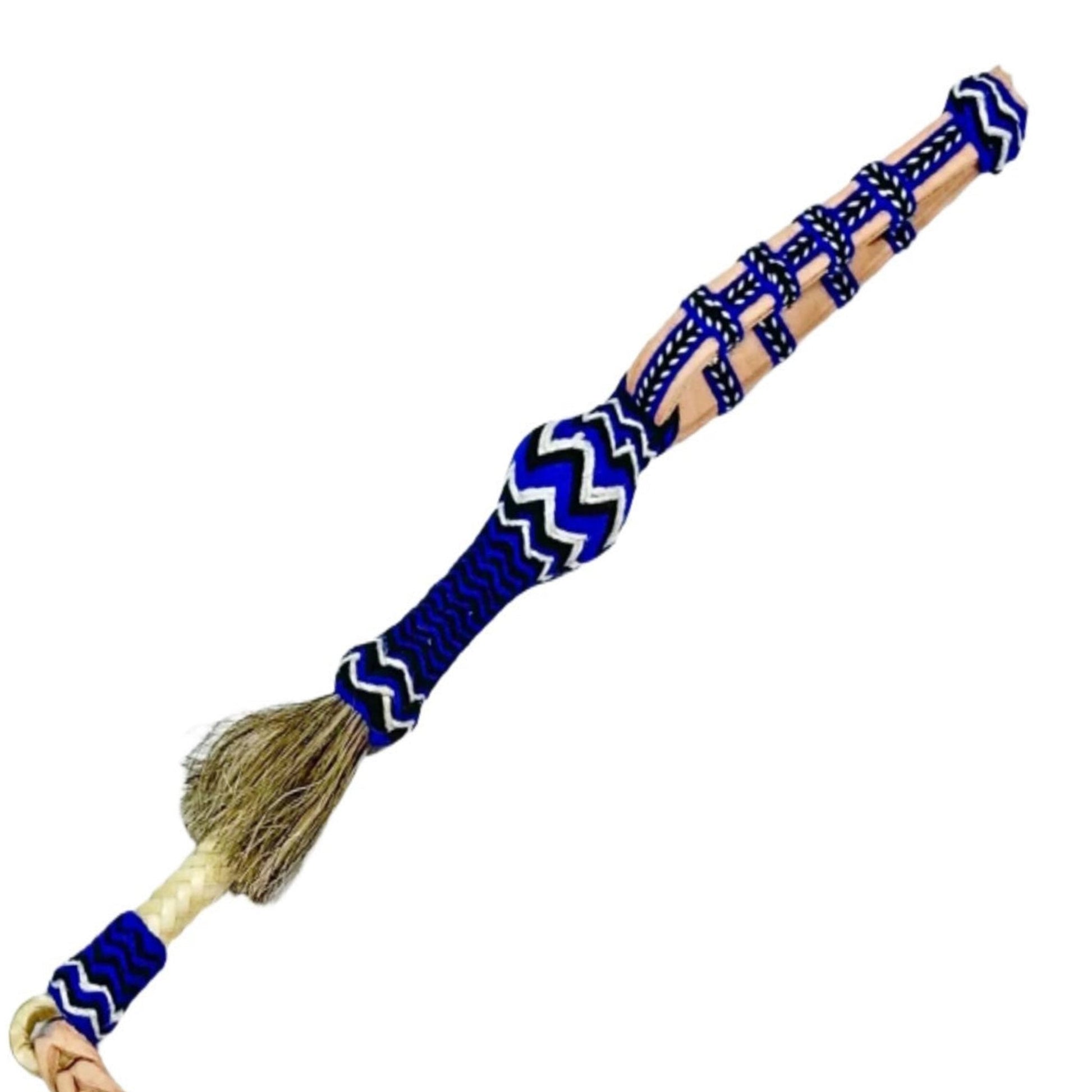 Azul Chomite Fina Braided Leather Quirt Cuarta Charra - M - Royal Saddles - Charro Whips/Cuartas