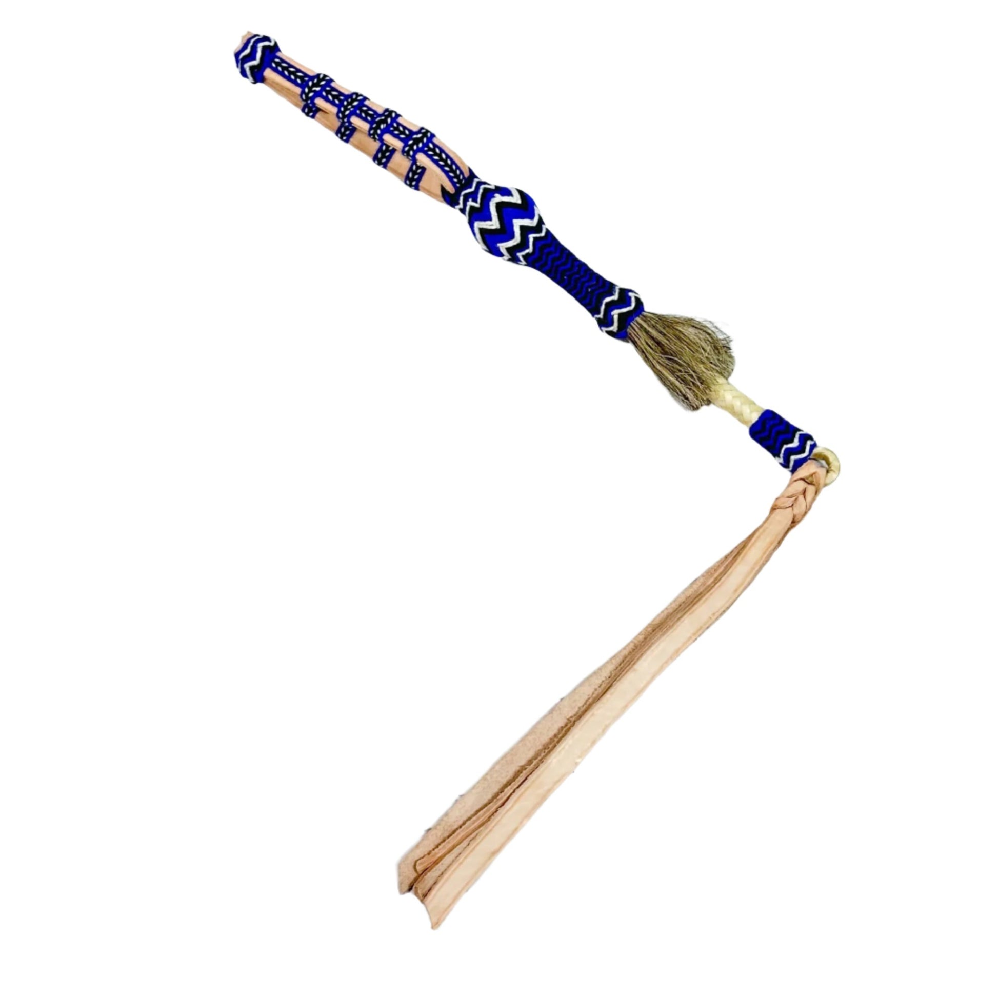 Azul Chomite Fina Braided Leather Quirt Cuarta Charra - M - Royal Saddles - Charro Whips/Cuartas