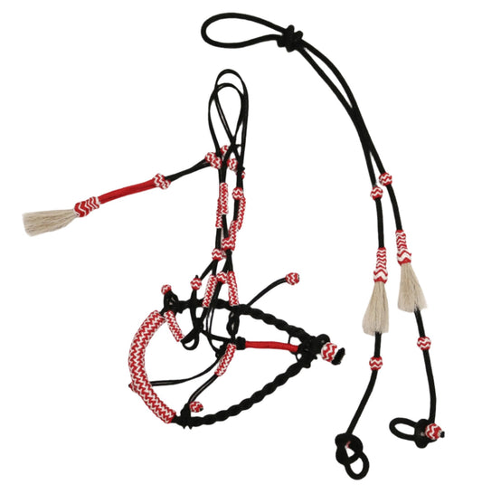 Black Bosalillo Charro Cotton Bosal Set - M - Royal Saddles - Charro Bozal