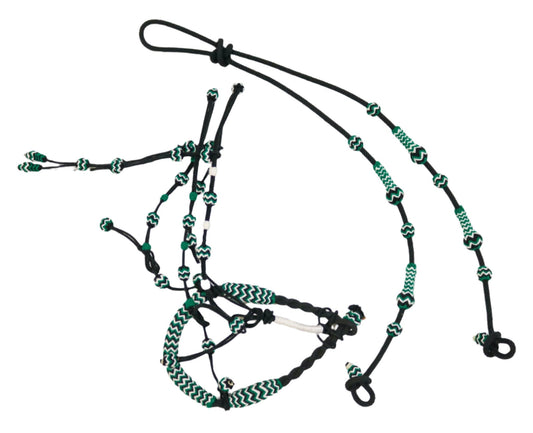 Black Charro Bosal Charro Cabresto Riendas Headstall - M - Royal Saddles - Charro Bozal