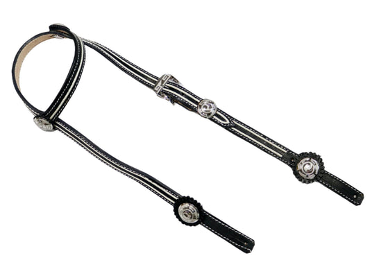 Black Headstall Cabezada Charra Pita Acero Monel - M - Royal Saddles - Charro Headstalls/Cabezada