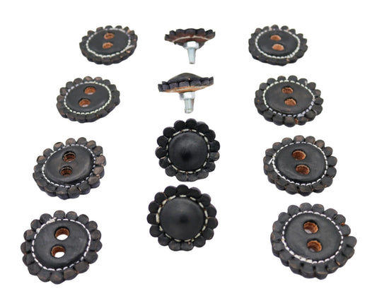 Black Juego De Chapetones Monturas Charras Conchos - M - Royal Saddles - Charro Saddle Parts