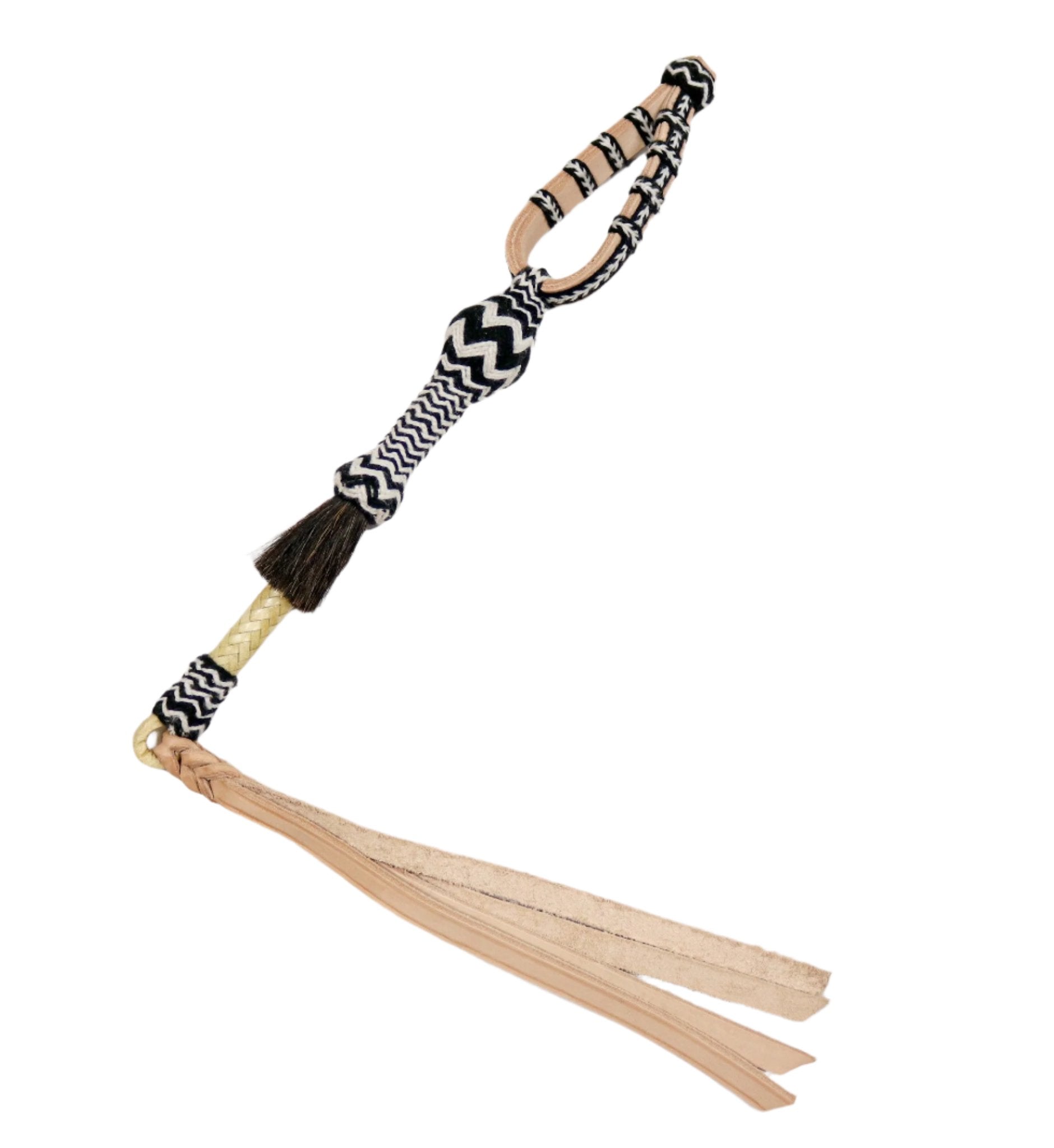 Black Leather Charro Quirt Cuarta Charra Chomite Quirt - M - Royal Saddles - Charro Whips/Cuartas