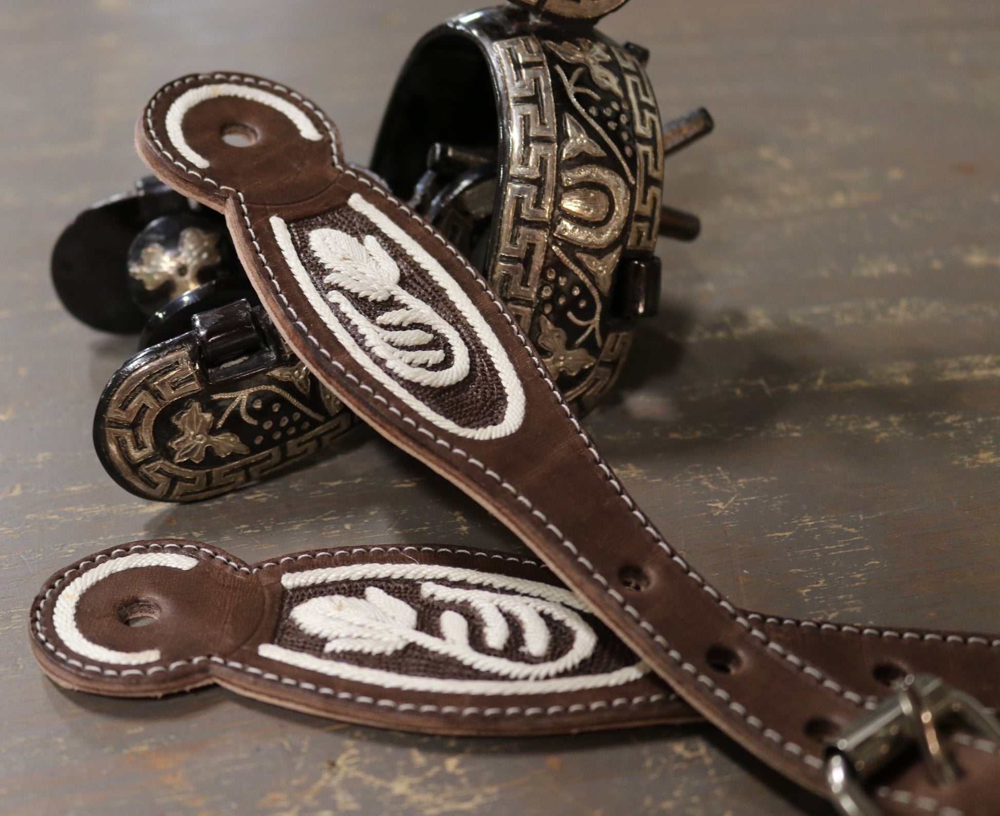 Brown Charro Correones Espuelas Piteadoso Spur Straps - M - Royal Saddles - Charro Spurs Strap