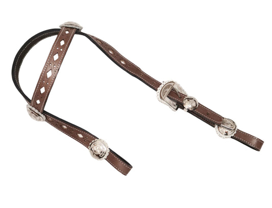 Brown Fina Cabezada Charra Fina Charro Horse Headstall - M - Royal Saddles - Charro Headstalls/Cabezada