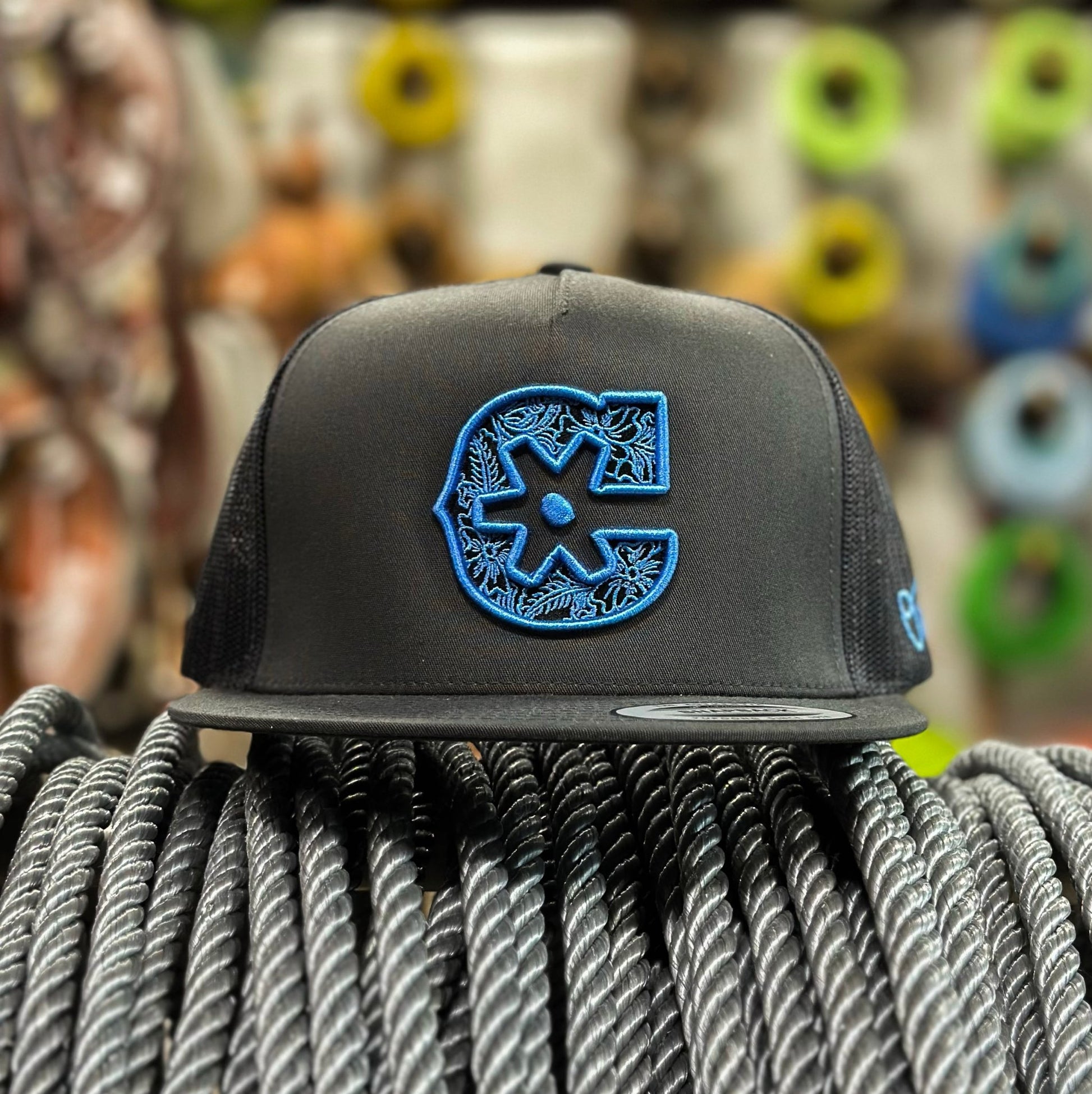 "C" Charcoal Charros Original Snapback - M - Royal Saddles - Charros Original Hats