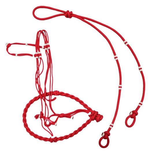 Cabresto Charro Red Set Bosalillo Horse Reins Set - M - Royal Saddles - Charro Bozal