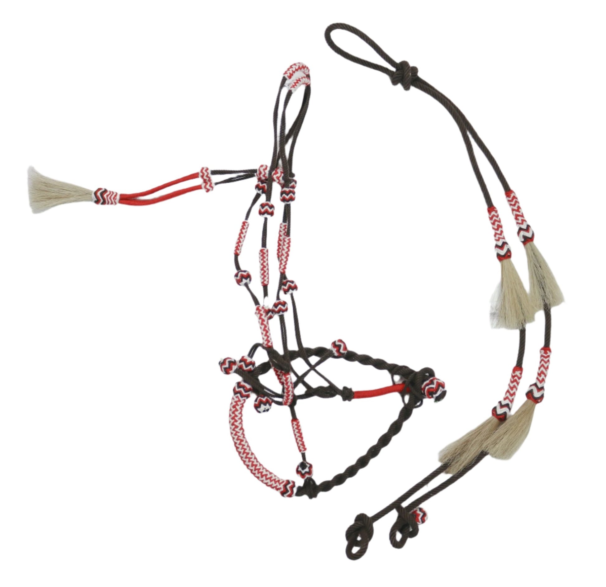 Cafe Brown Bosalillo Charro De Algodon Horse Cotton Bosal Set - M - Royal Saddles - Charro Bozal