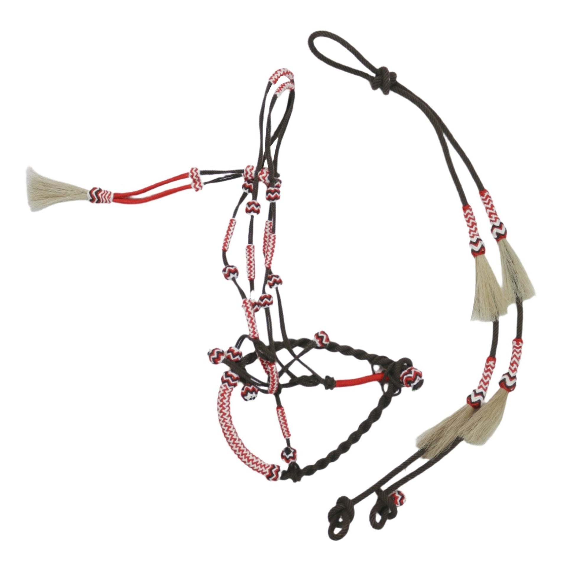 Cafe Brown Bosalillo Charro De Algodon Horse Cotton Bosal Set - M - Royal Saddles - Charro Bozal