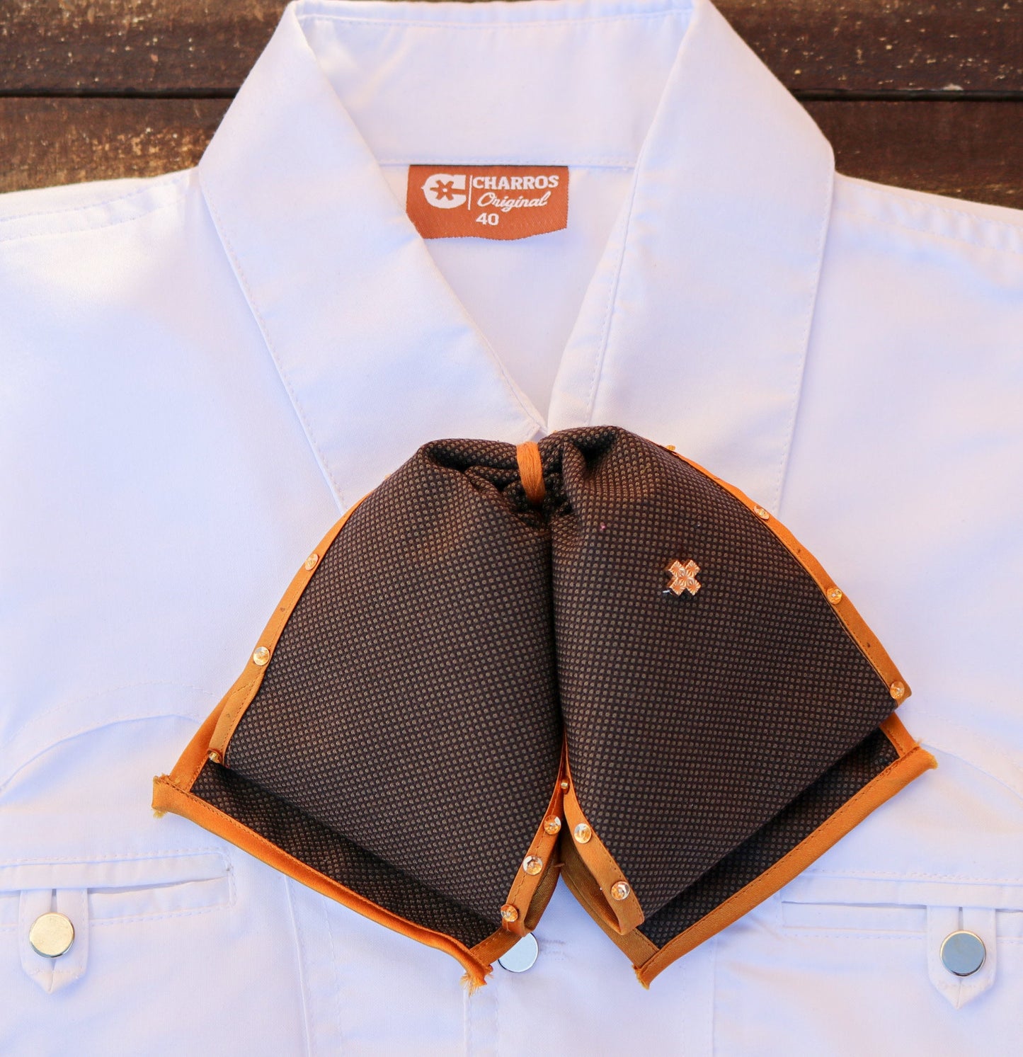 Charra Camisa Mono Charra Brown/Mustard Trim Charreria - M - Royal Saddles - Monos Charros