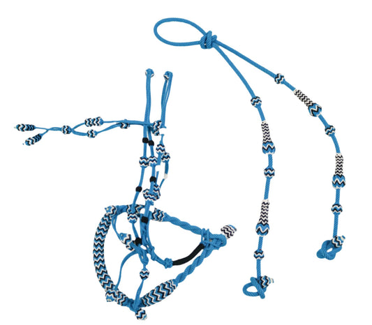 Charro Bosal Cabresto Riendas Blue Charro Halter - M - Royal Saddles - Charro Bozal