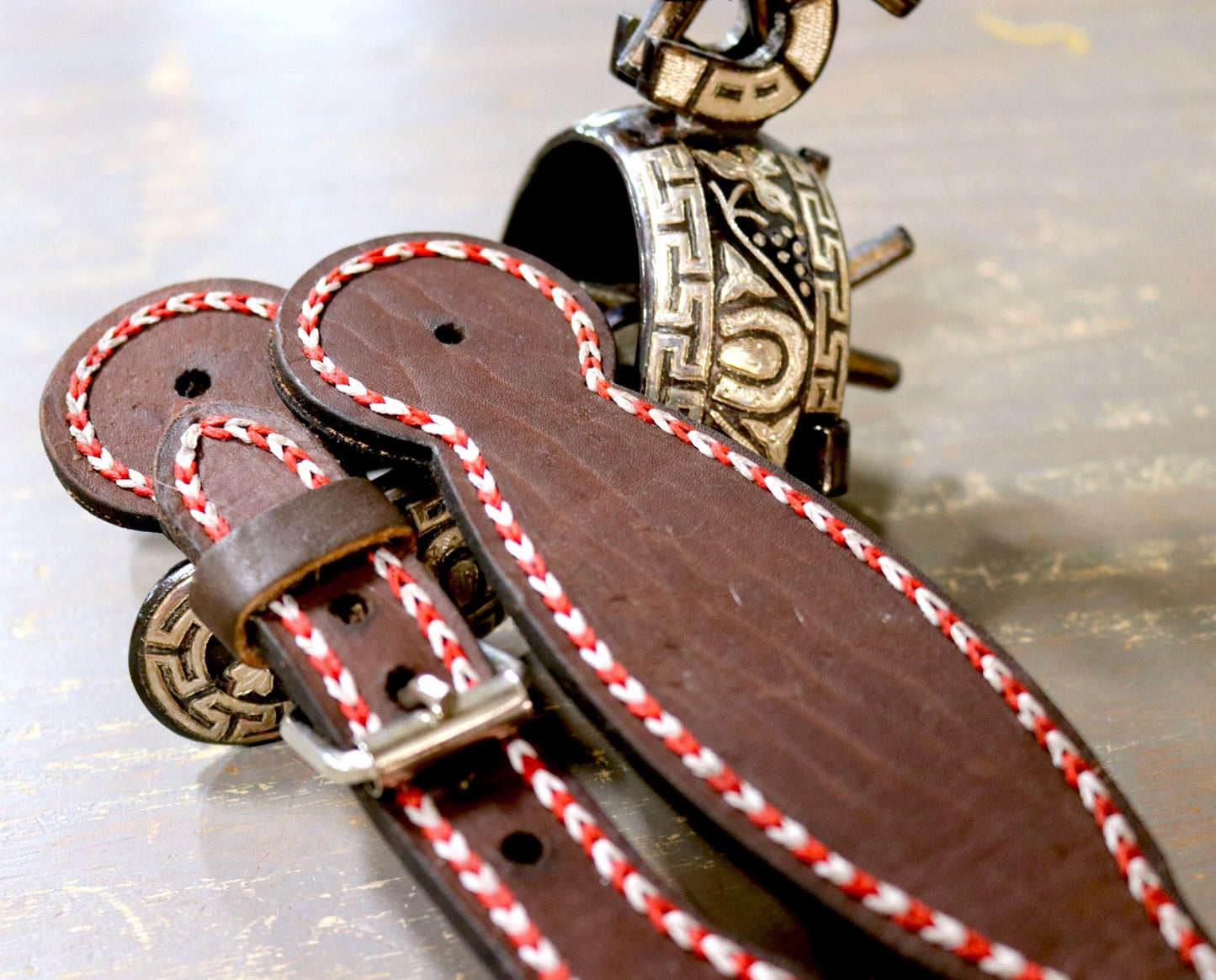 Charro Brown Spur Straps Cosido A Mano Correones - M - Royal Saddles - Charro Spurs Strap