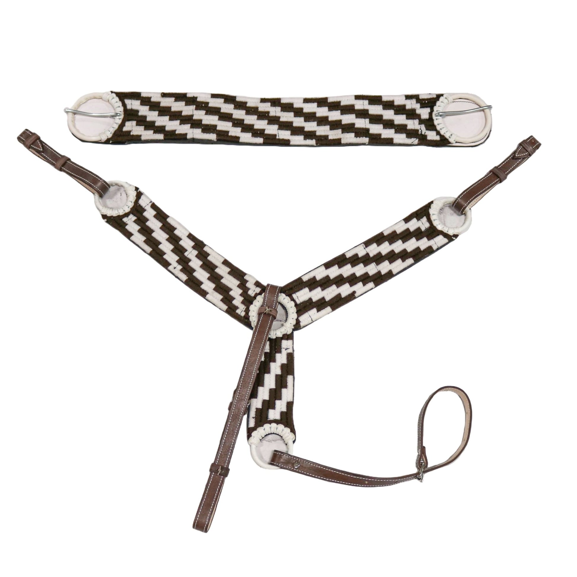 Charro Horse Breastcollar/ 35" Cincho Set Fino Cafe - M - Royal Saddles - Charro Breastcollar/Pechera