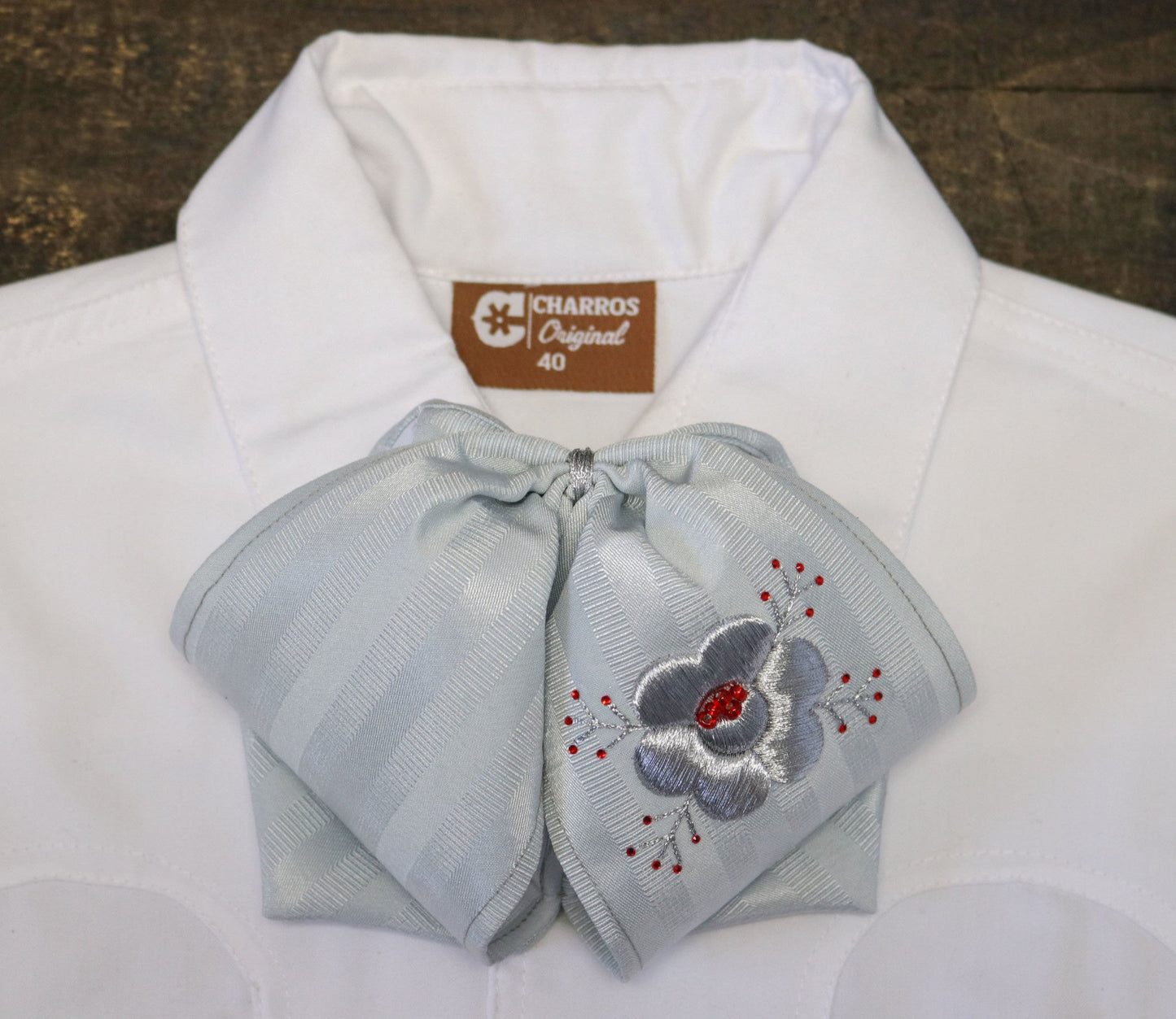 Charro Silver Red Bowtie Mono Camisa Charra - M - Royal Saddles - Monos Charros