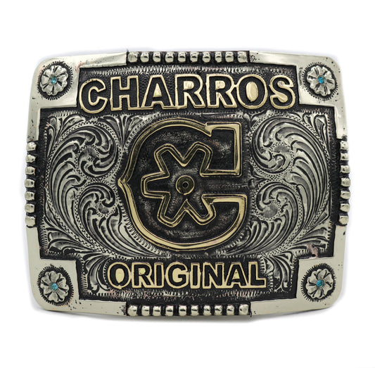 Charros Original Logo Hebilla Buckle (3.75" x 3") - M - Royal Saddles - Belts/Buckles