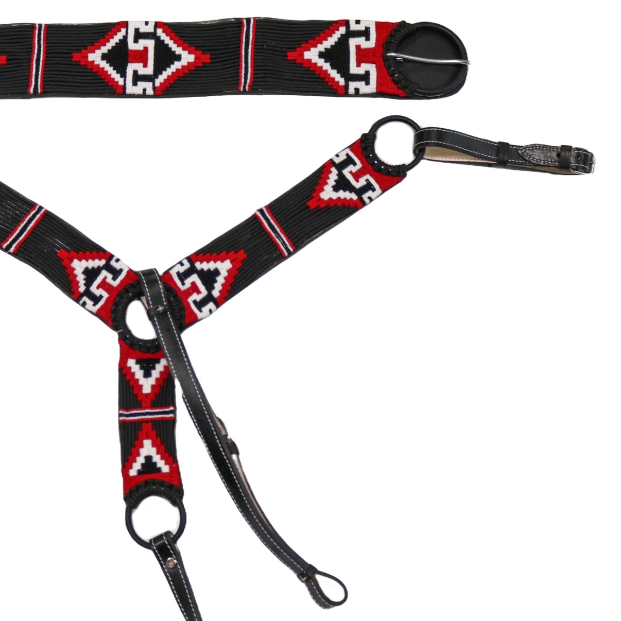 Cherry Red Charro Saddle Pechera / 35" Cincho (SET) - M - Royal Saddles - Charro Breastcollar/Pechera