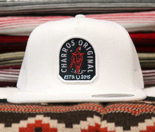 Classic White Charros Original Trucker Cap - M - Royal Saddles - Charros Original Hats