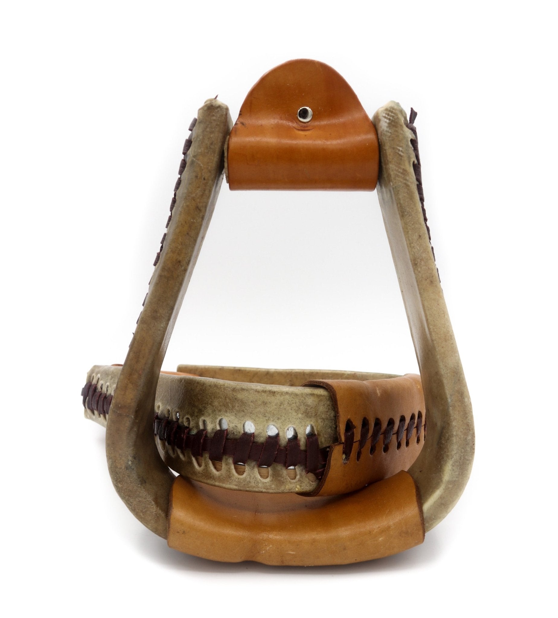 Deluxe Rawhide Overshoe Roper Western Stirrups - M - Royal Saddles - Western Saddle Parts