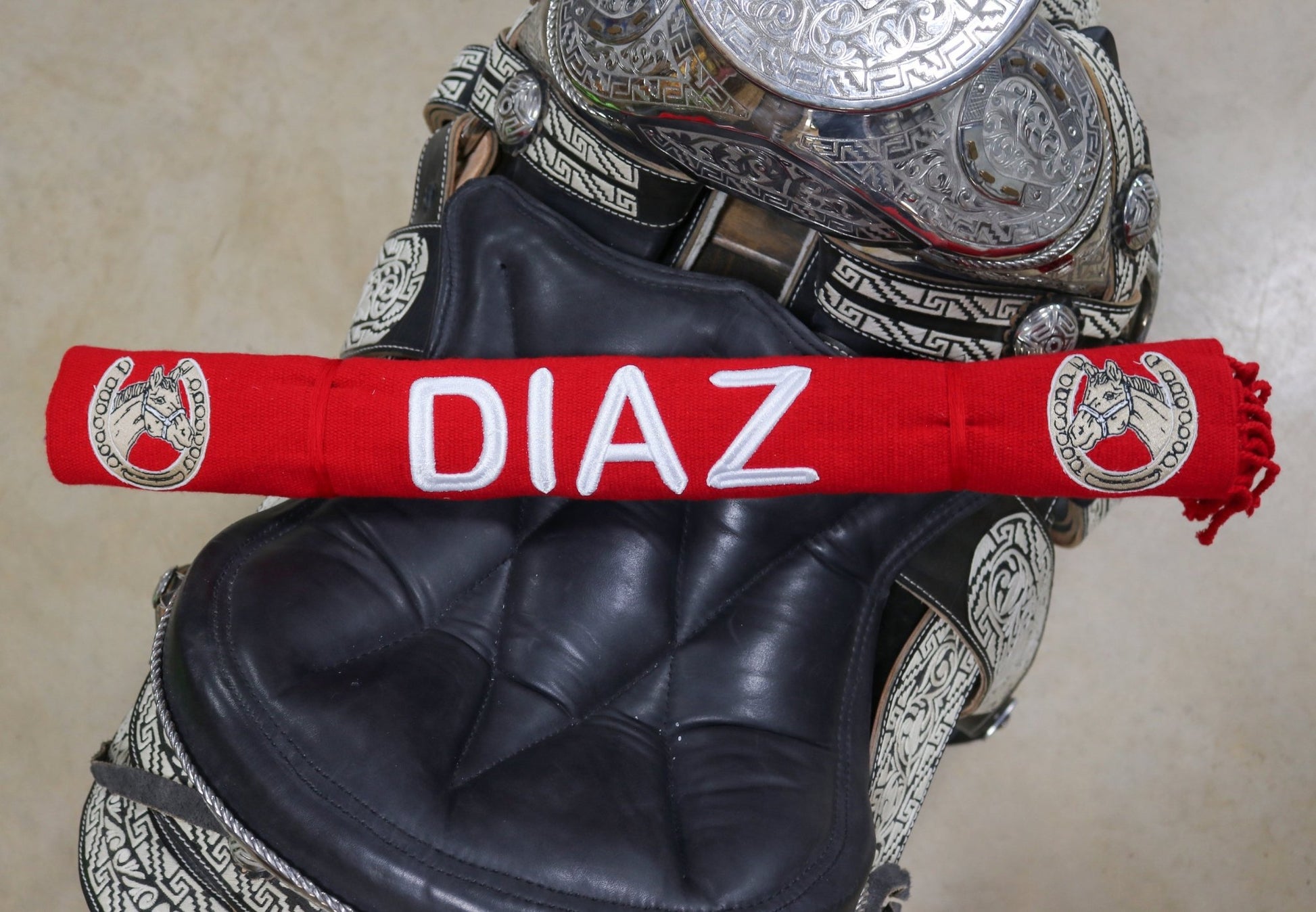 Diaz Red Charro Sarape Montura Charra Mexican Saddle - M - Royal Saddles - Sarapes