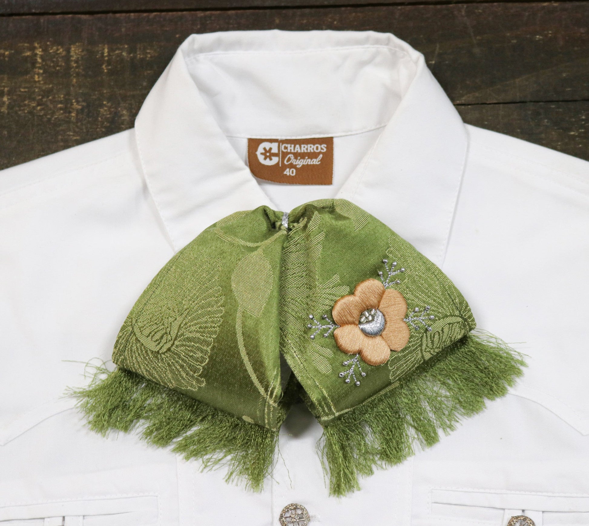 Green Flor Camisa Charra Mono Mexican Charro - M - Royal Saddles - Monos Charros