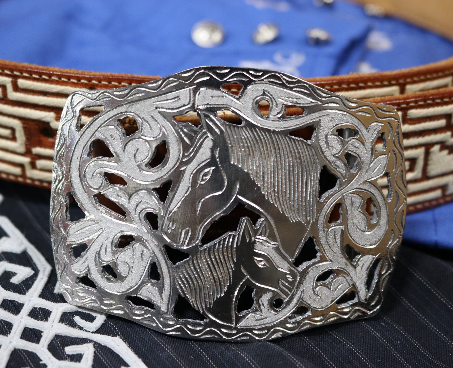 Hebilla Acero Stainless Steel Charro Belt Buckle - M - Royal Saddles - Belts/Buckles